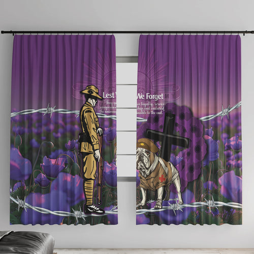 Australia Dog Heroes ANZAC Window Curtain Remembering All Animals In War Purple Poppies