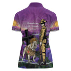 Australia Dog Heroes ANZAC Women Polo Shirt Remembering All Animals In War Purple Poppies