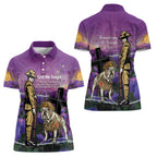 Australia Dog Heroes ANZAC Women Polo Shirt Remembering All Animals In War Purple Poppies