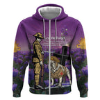 Australia Dog Heroes ANZAC Zip Hoodie Remembering All Animals In War Purple Poppies