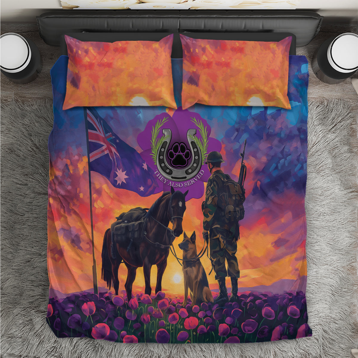 Australia Animals ANZAC Bedding Set Dog And Horse Heroes Also Served