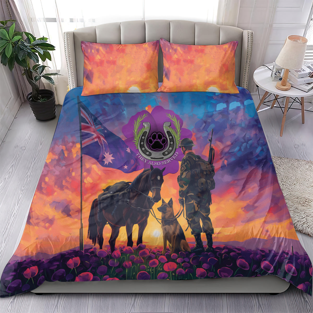 Australia Animals ANZAC Bedding Set Dog And Horse Heroes Also Served
