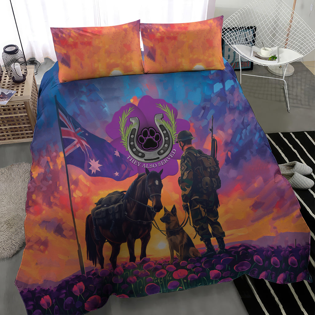 Australia Animals ANZAC Bedding Set Dog And Horse Heroes Also Served