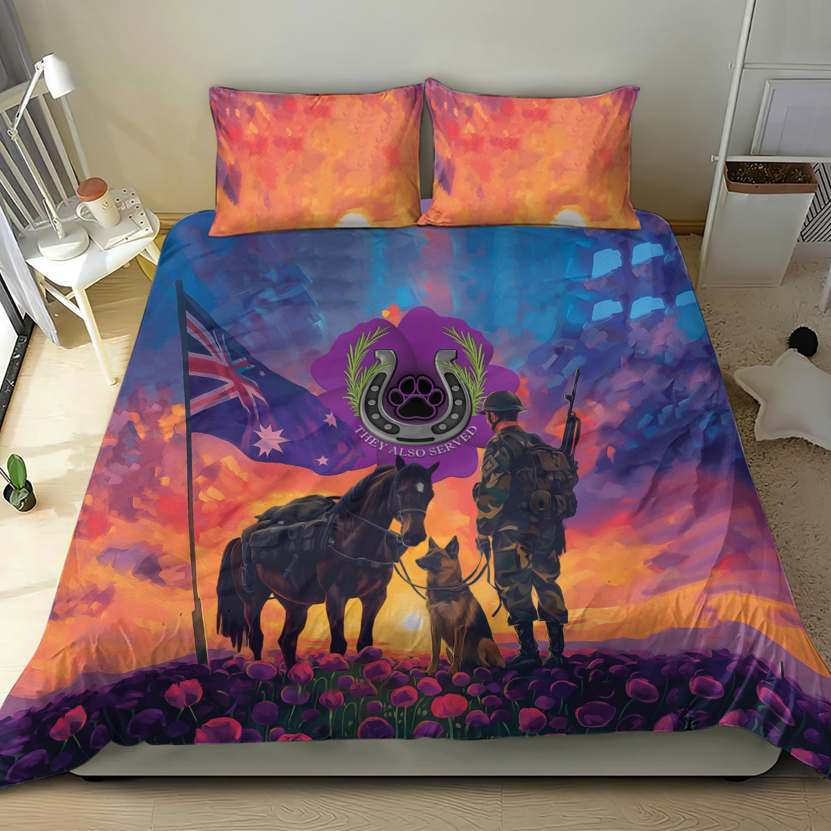 Australia Animals ANZAC Bedding Set Dog And Horse Heroes Also Served