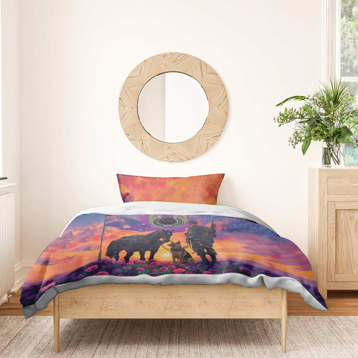 Australia Animals ANZAC Bedding Set Dog And Horse Heroes Also Served