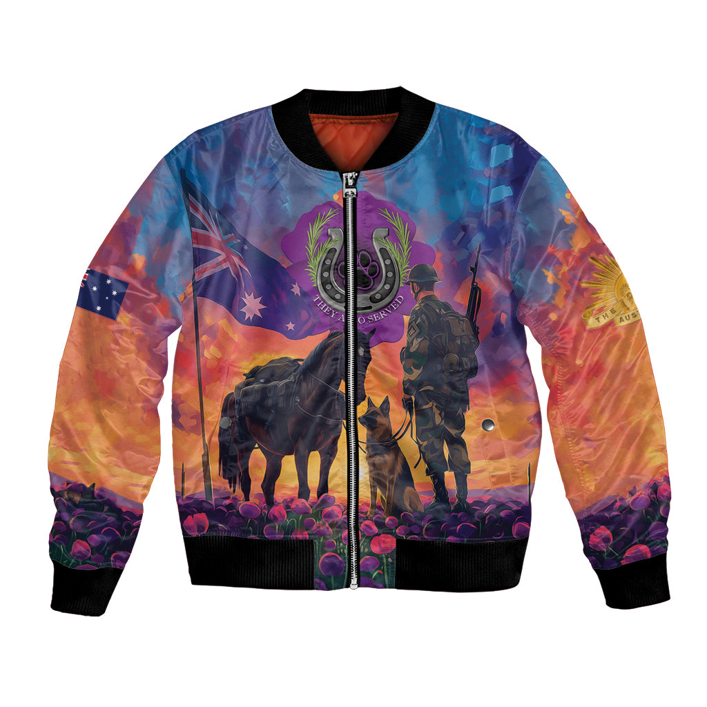 Australia Animals ANZAC Bomber Jacket Dog And Horse Heroes Also Served