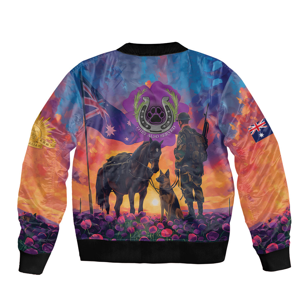 Australia Animals ANZAC Bomber Jacket Dog And Horse Heroes Also Served