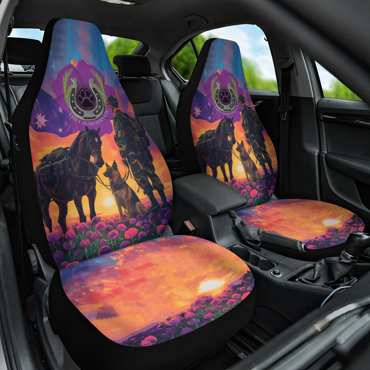 Australia Animals ANZAC Car Seat Cover Dog And Horse Heroes Also Served