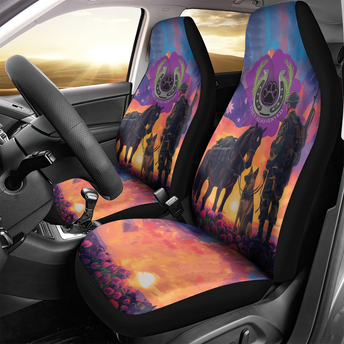 Australia Animals ANZAC Car Seat Cover Dog And Horse Heroes Also Served