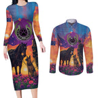 Australia Animals ANZAC Couples Matching Long Sleeve Bodycon Dress and Long Sleeve Button Shirt Dog And Horse Heroes Also Served