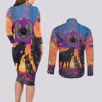 Australia Animals ANZAC Couples Matching Long Sleeve Bodycon Dress and Long Sleeve Button Shirt Dog And Horse Heroes Also Served