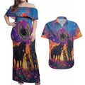Australia Animals ANZAC Couples Matching Off Shoulder Maxi Dress and Hawaiian Shirt Dog And Horse Heroes Also Served