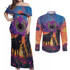 Australia Animals ANZAC Couples Matching Off Shoulder Maxi Dress and Long Sleeve Button Shirt Dog And Horse Heroes Also Served