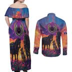 Australia Animals ANZAC Couples Matching Off Shoulder Maxi Dress and Long Sleeve Button Shirt Dog And Horse Heroes Also Served