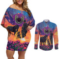 Australia Animals ANZAC Couples Matching Off Shoulder Short Dress and Long Sleeve Button Shirt Dog And Horse Heroes Also Served