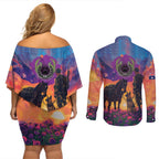 Australia Animals ANZAC Couples Matching Off Shoulder Short Dress and Long Sleeve Button Shirt Dog And Horse Heroes Also Served