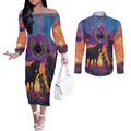 Australia Animals ANZAC Couples Matching Off The Shoulder Long Sleeve Dress and Long Sleeve Button Shirt Dog And Horse Heroes Also Served