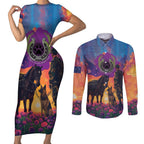 Australia Animals ANZAC Couples Matching Short Sleeve Bodycon Dress and Long Sleeve Button Shirt Dog And Horse Heroes Also Served