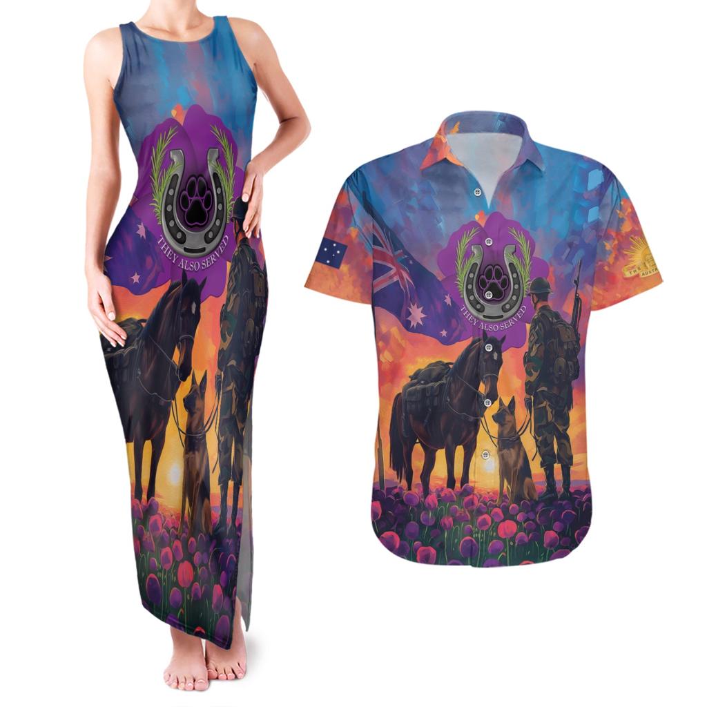 Australia Animals ANZAC Couples Matching Tank Maxi Dress and Hawaiian Shirt Dog And Horse Heroes Also Served