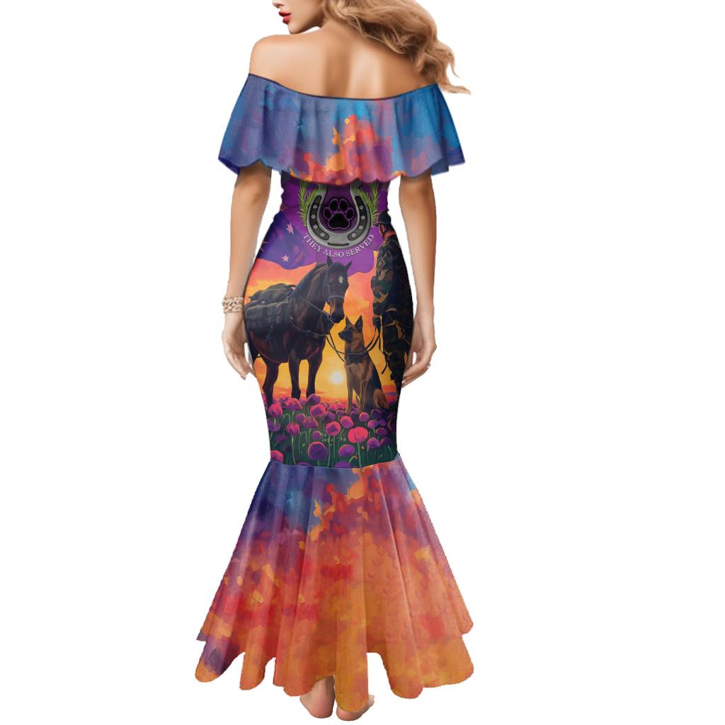 Australia Animals ANZAC Family Matching Mermaid Dress and Hawaiian Shirt Dog And Horse Heroes Also Served