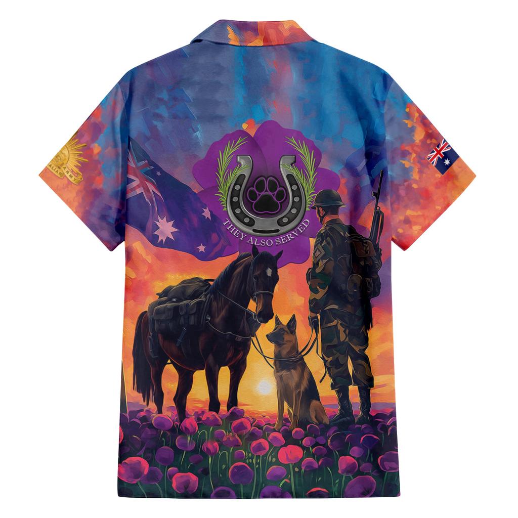 Australia Animals ANZAC Family Matching Off Shoulder Short Dress and Hawaiian Shirt Dog And Horse Heroes Also Served