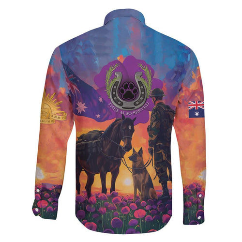 Australia Animals ANZAC Family Matching Off Shoulder Short Dress and Hawaiian Shirt Dog And Horse Heroes Also Served