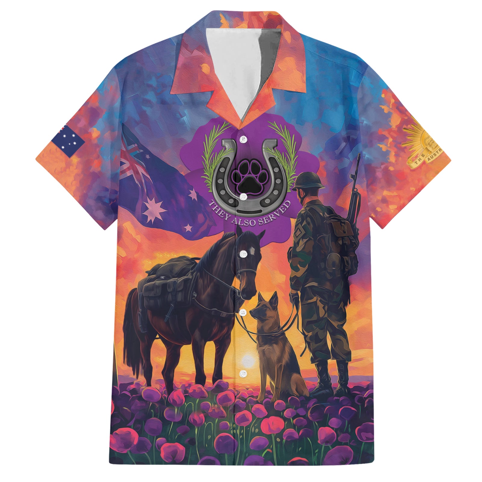 Australia Animals ANZAC Hawaiian Shirt Dog And Horse Heroes Also Served
