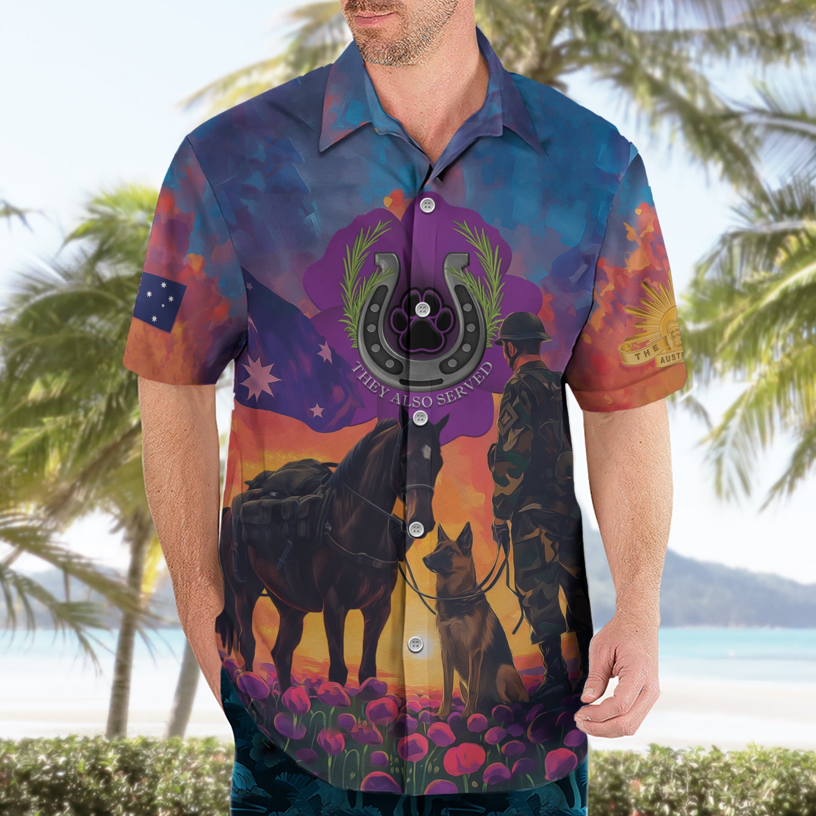 Australia Animals ANZAC Hawaiian Shirt Dog And Horse Heroes Also Served