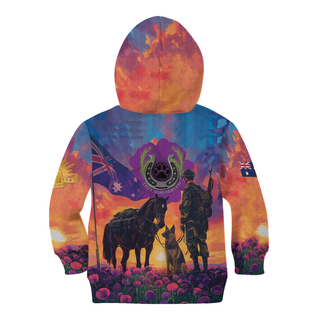 Australia Animals ANZAC Kid Hoodie Dog And Horse Heroes Also Served