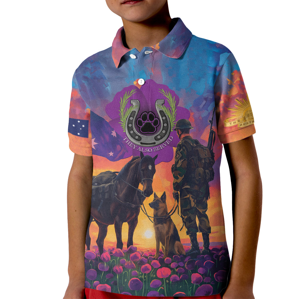 Australia Animals ANZAC Kid Polo Shirt Dog And Horse Heroes Also Served