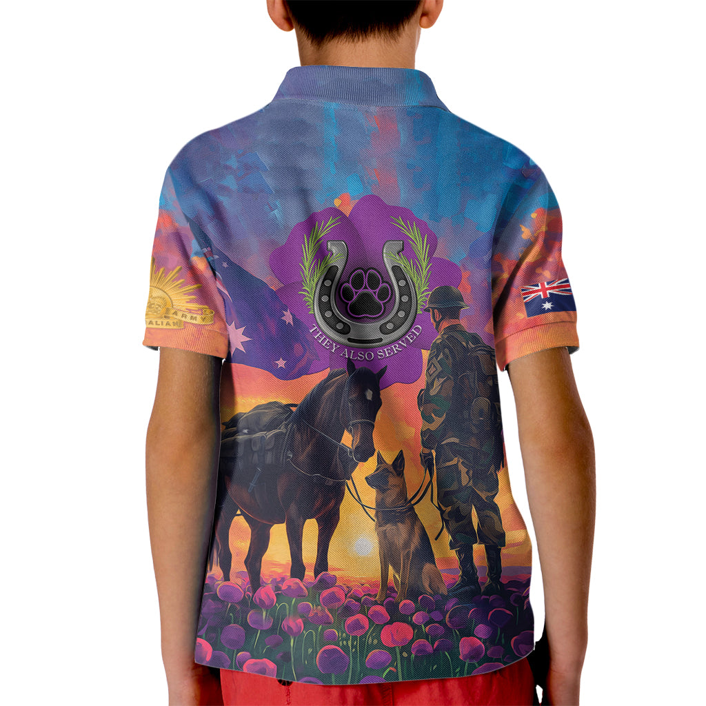 Australia Animals ANZAC Kid Polo Shirt Dog And Horse Heroes Also Served