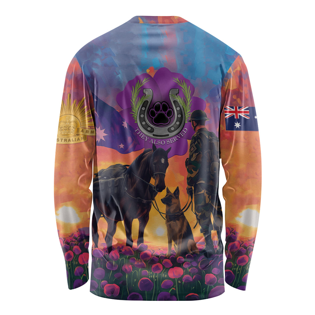 Australia Animals ANZAC Long Sleeve Shirt Dog And Horse Heroes Also Served