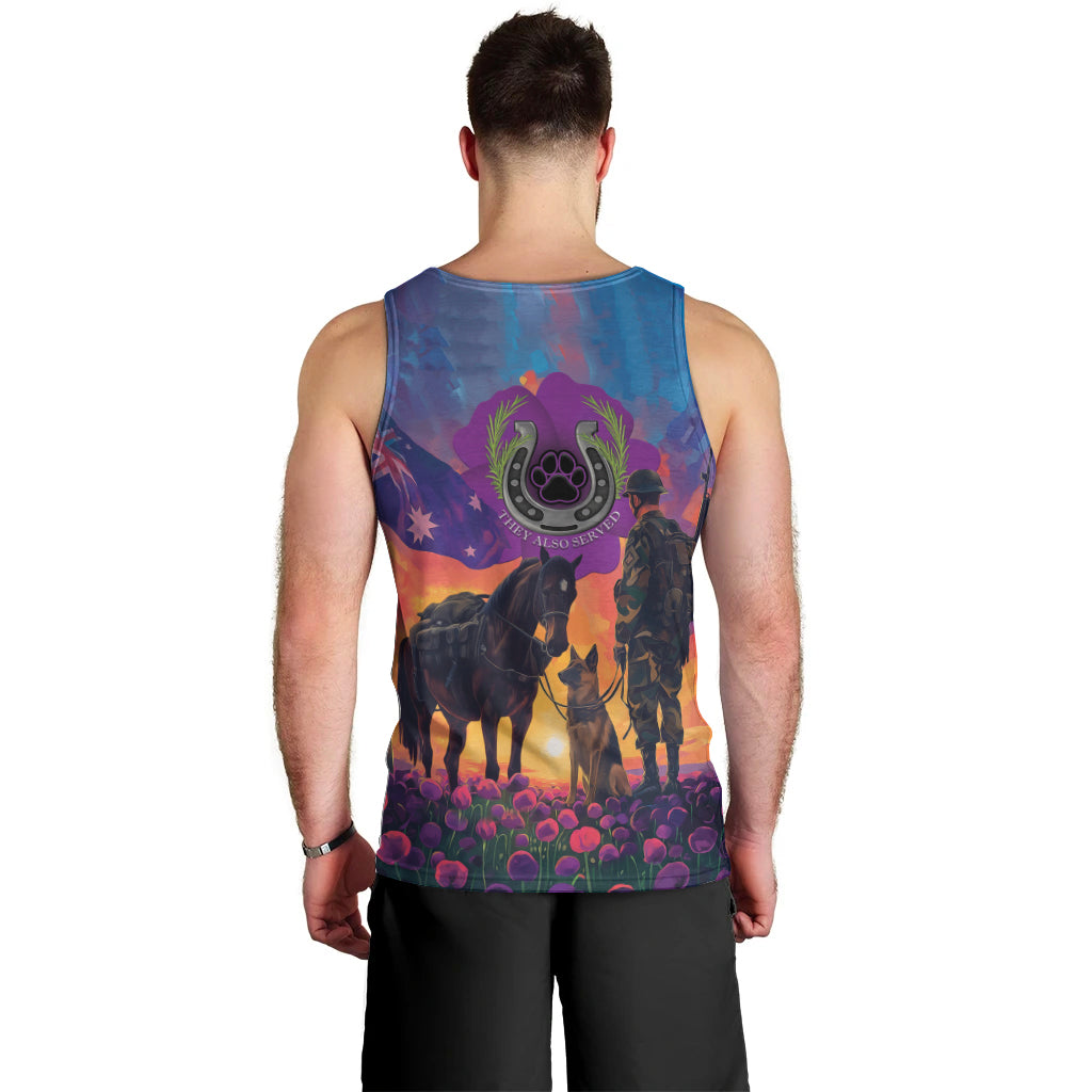 Australia Animals ANZAC Men Tank Top Dog And Horse Heroes Also Served