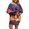 Australia Animals ANZAC Off Shoulder Short Dress Dog And Horse Heroes Also Served