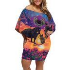 Australia Animals ANZAC Off Shoulder Short Dress Dog And Horse Heroes Also Served
