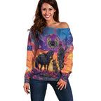Australia Animals ANZAC Off Shoulder Sweater Dog And Horse Heroes Also Served