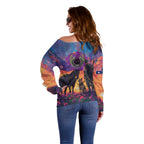 Australia Animals ANZAC Off Shoulder Sweater Dog And Horse Heroes Also Served