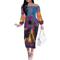 Australia Animals ANZAC Off The Shoulder Long Sleeve Dress Dog And Horse Heroes Also Served
