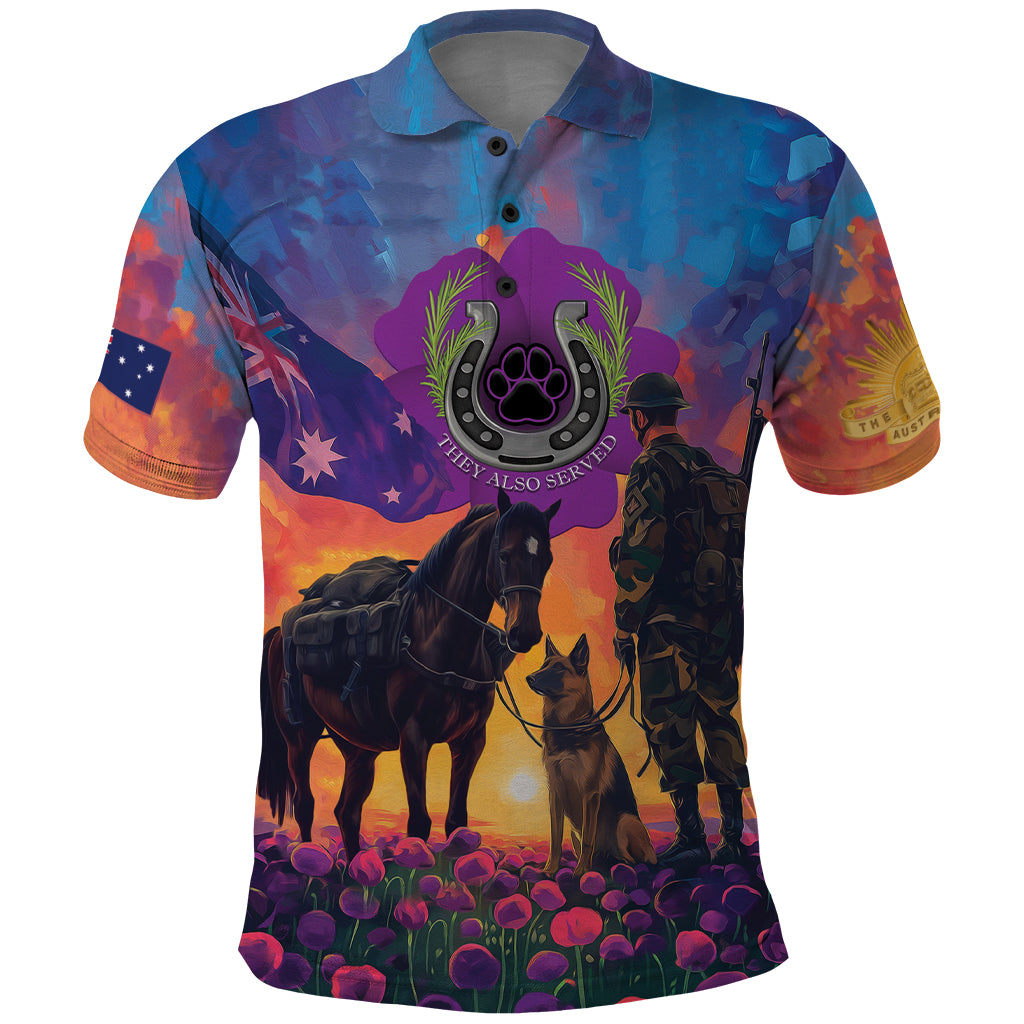 Australia Animals ANZAC Polo Shirt Dog And Horse Heroes Also Served
