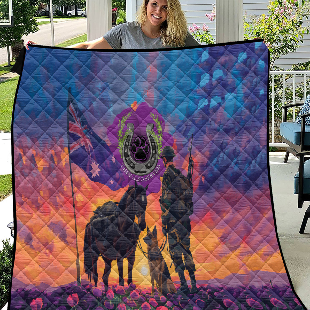 Australia Animals ANZAC Quilt Dog And Horse Heroes Also Served