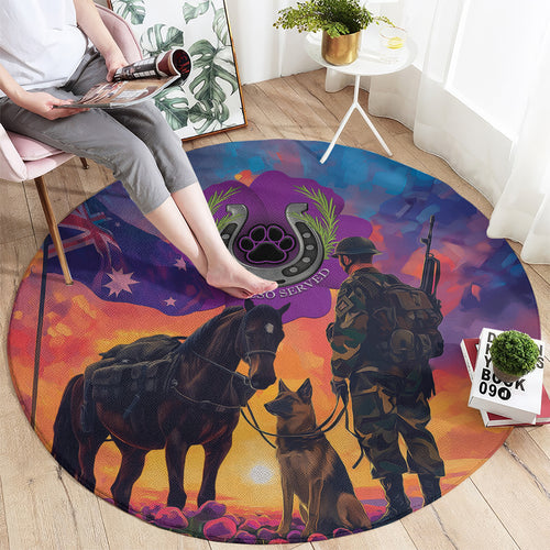 Australia Animals ANZAC Round Carpet Dog And Horse Heroes Also Served