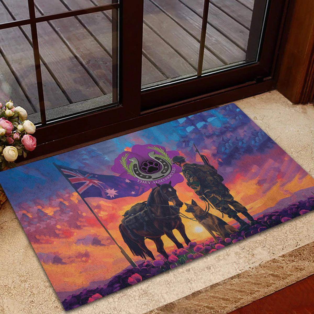 Australia Animals ANZAC Rubber Doormat Dog And Horse Heroes Also Served