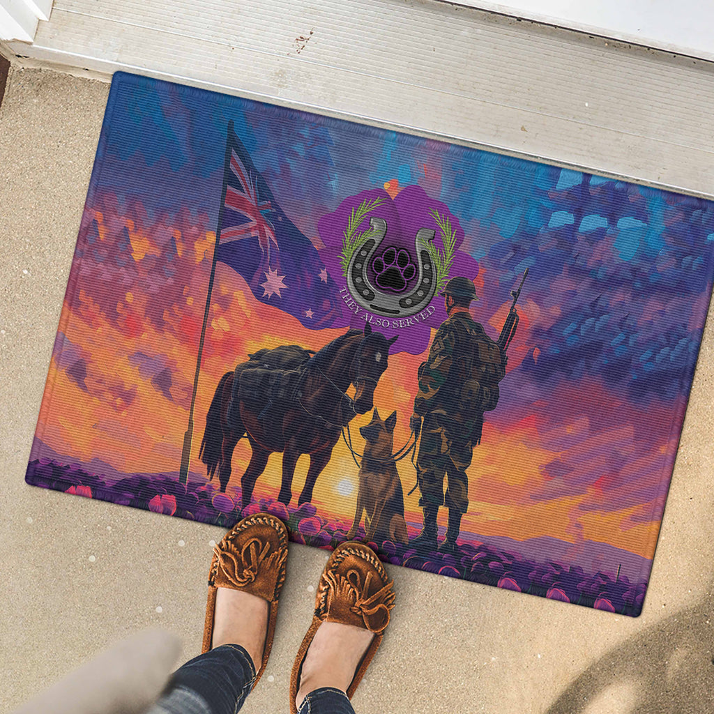 Australia Animals ANZAC Rubber Doormat Dog And Horse Heroes Also Served
