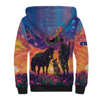 Australia Animals ANZAC Sherpa Hoodie Dog And Horse Heroes Also Served