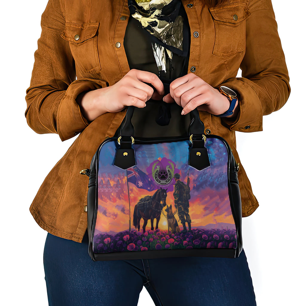 Australia Animals ANZAC Shoulder Handbag Dog And Horse Heroes Also Served