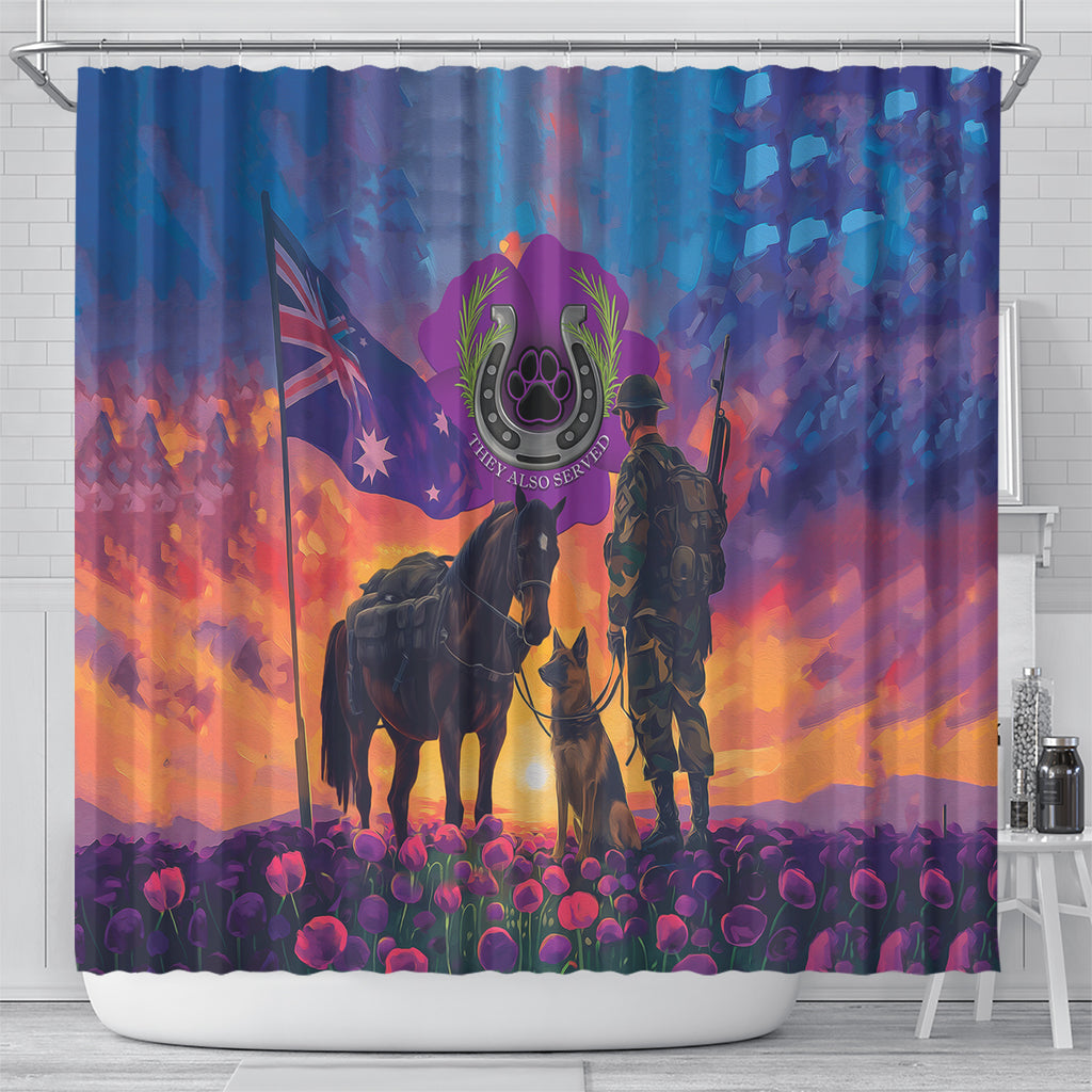 Australia Animals ANZAC Shower Curtain Dog And Horse Heroes Also Served