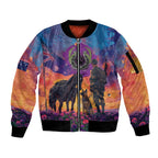 Australia Animals ANZAC Sleeve Zip Bomber Jacket Dog And Horse Heroes Also Served