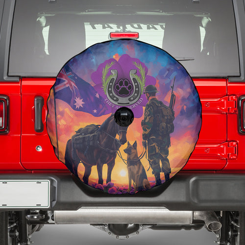 Australia Animals ANZAC Spare Tire Cover Dog And Horse Heroes Also Served