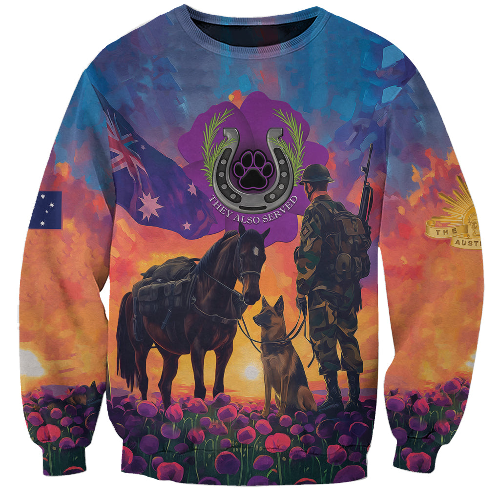 Australia Animals ANZAC Sweatshirt Dog And Horse Heroes Also Served