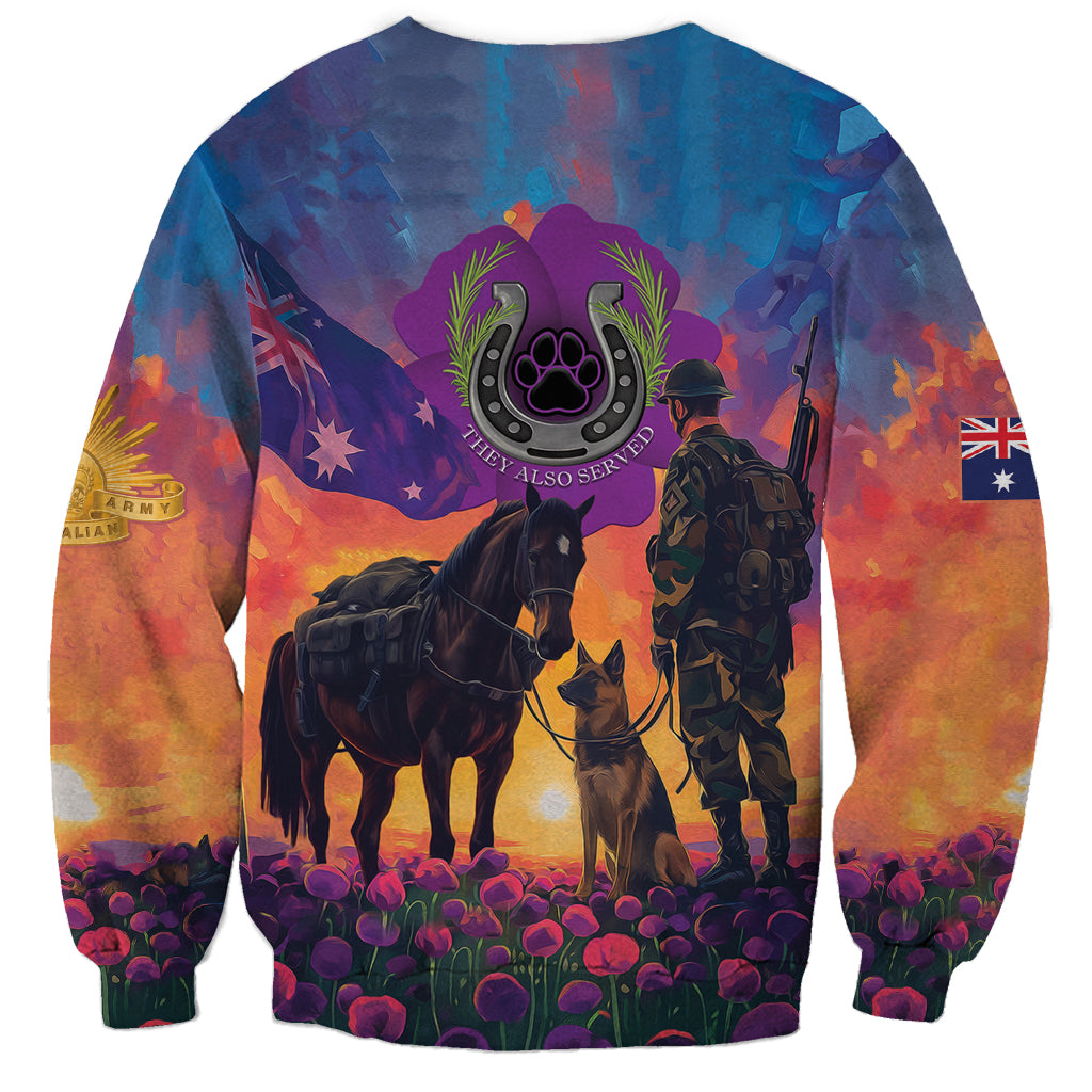 Australia Animals ANZAC Sweatshirt Dog And Horse Heroes Also Served